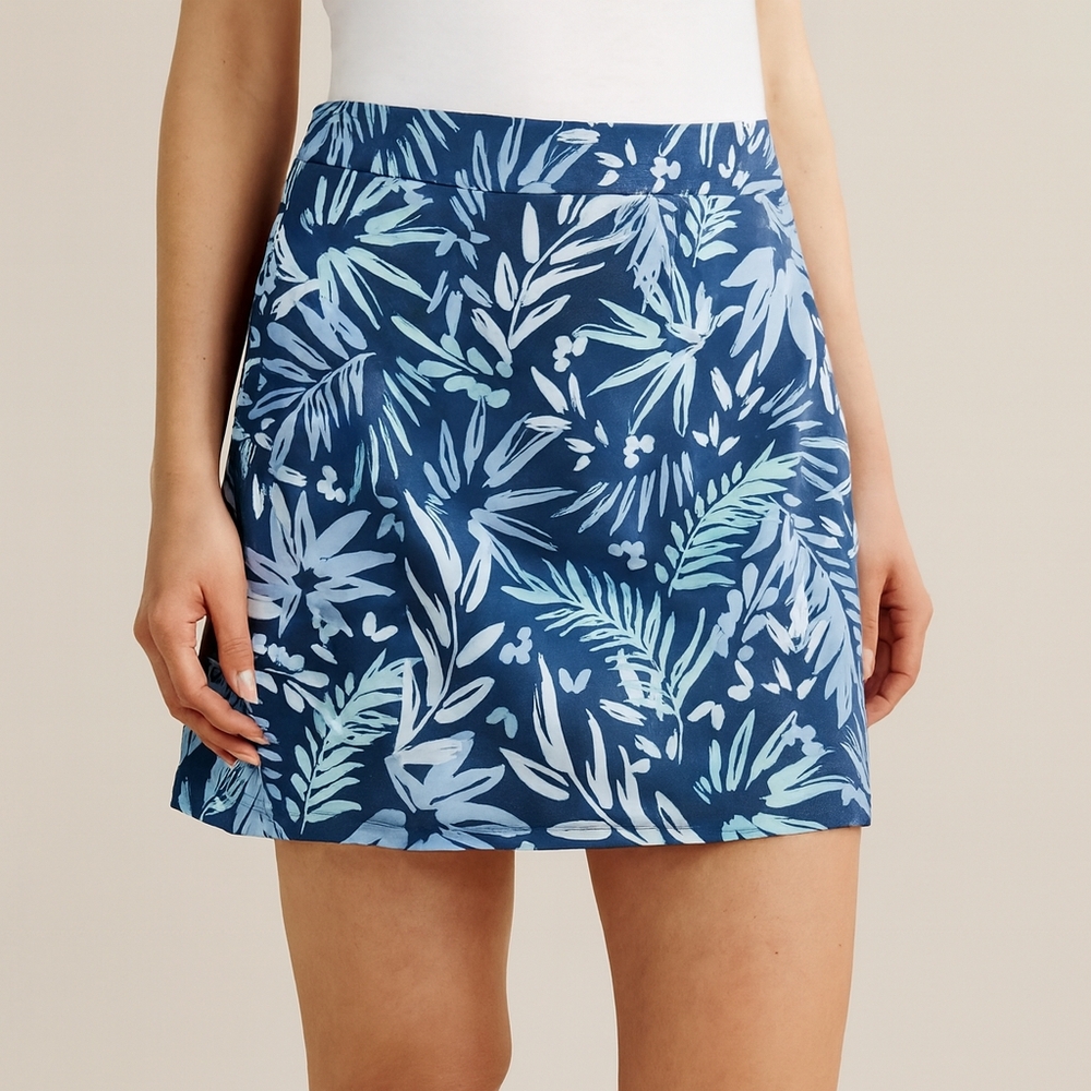 RipSkirt Hawaii Blue tropical floral print skirt Athletic Travel Skirt